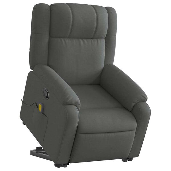 vidaXL Stand up Massage Recliner Chair Dark Gray Fabric