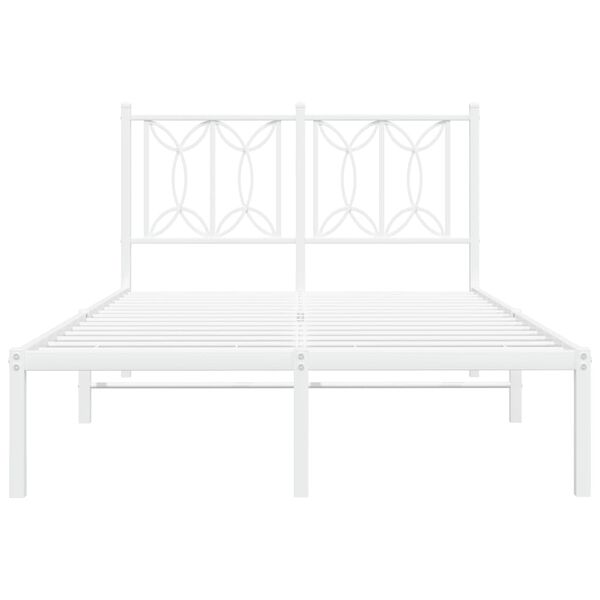 vidaXL Bed Frame White Steel Full Metal Bed Frame Rectangular Modern