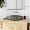 vidaXL Countertop Basin Black and Grey Oval 23.2x15.7x5.9" Ceramic
