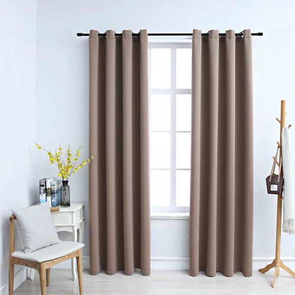 vidaXL Blackout Curtains with Metal Rings 2 pcs Taupe 55.1x68.9"