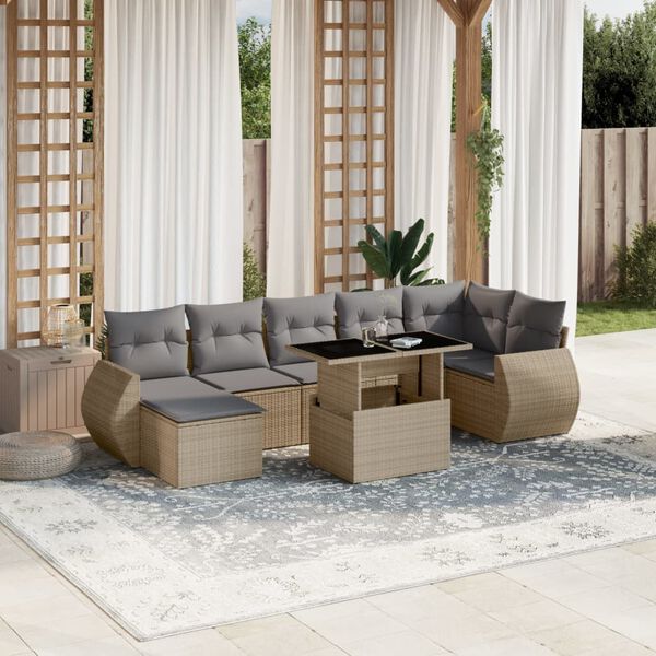 vidaXL Garden Sofa Set Beige, Light Gray
