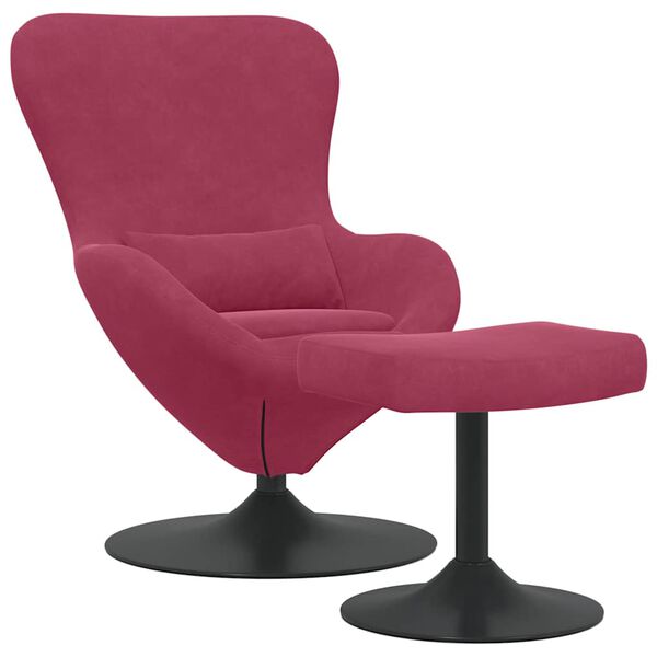 vidaXL Egg Chair with Footstool Wine Red 24.80 x 28.74 x 35.43 in