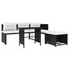 vidaXL Sofa Set Black PE Rattan, Glass, Powder-Coated Steel, Polyester