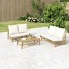vidaXL Garden Lounge Set Cream white, Natural bamboo Bamboo, 100% polyester