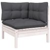 vidaXL Garden Lounge Set White Solid Pine Wood, Polyester Fabric