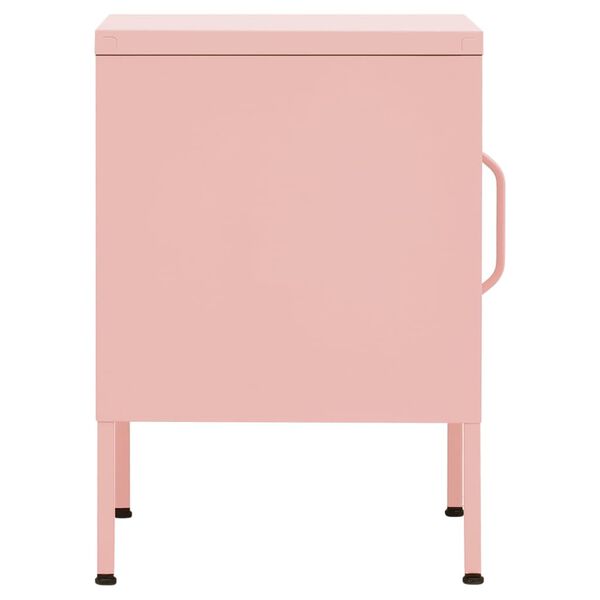 vidaXL Nightstand Set of 2 Pink Steel Small Nightstand Square