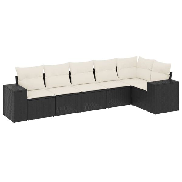 vidaXL Garden Sofa Set Black PE rattan Large Adjustable Feet