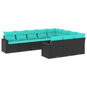 vidaXL Patio Sofa Set Black, Blue