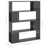 vidaXL Book Cabinet Room Divider High gloss grey Engineered wood Medium