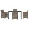 vidaXL Garden Dining Set 5 pcs Grey Poly Rattan