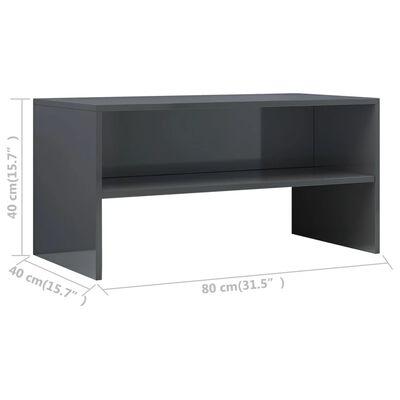vidaXL TV Stand High Gloss Gray 31.5"x15.7"x15.7" Engineered Wood