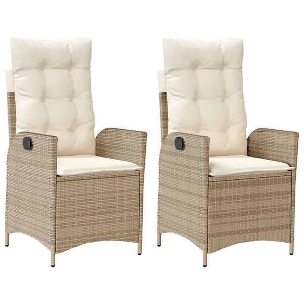 vidaXL Reclining Garden Chair Set of 2 Beige