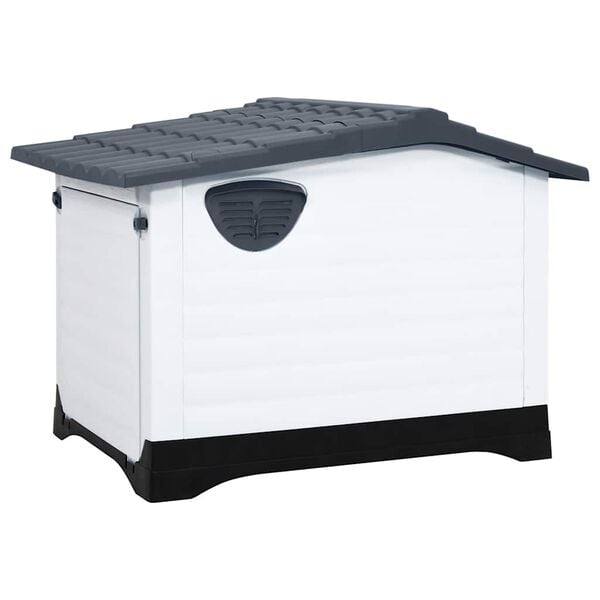 vidaXL Dog House Grey, White, Black Polypropylene Small