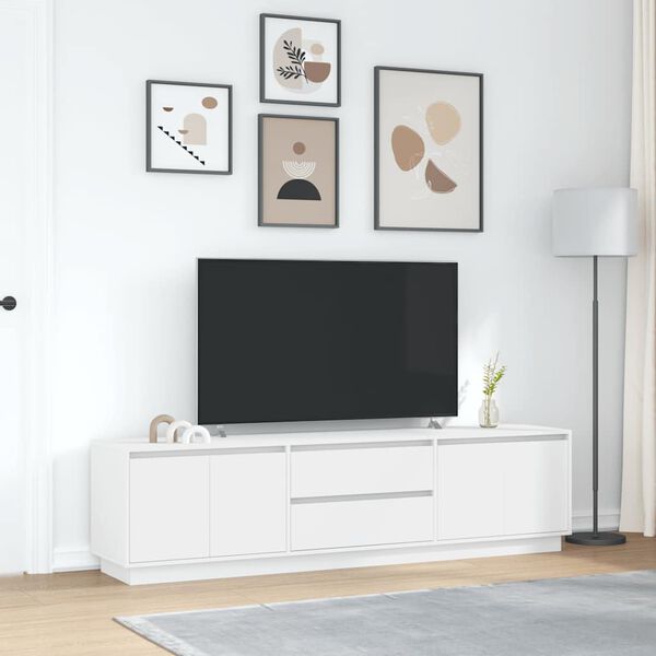 vidaXL TV Cabinet White Engineered Wood Large TV Cabinet Rectangular
