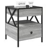 vidaXL Bedside Table Grey Sonoma Engineered wood, glass, steel