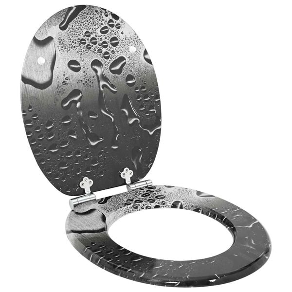 vidaXL WC Toilet Seats 2 pcs with Soft Close Lids MDF Water Drop Design (2x143933)