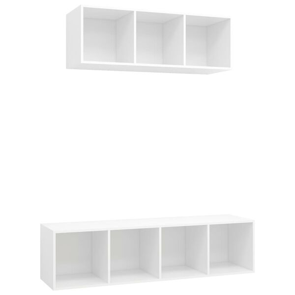 vidaXL TV Cabinet Set White Engineered wood TV Cabinet Set Rectangular