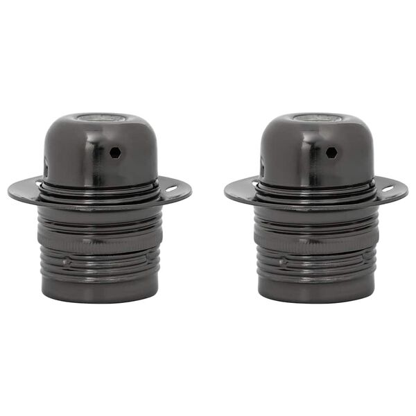 vidaXL Lamp Holder Glossy Black Metal, Ceramic Compact Gloss Finish