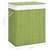 vidaXL Bamboo Laundry Basket with 2 Sections Green 26.4 gal