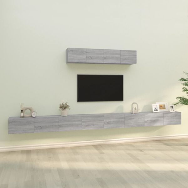vidaXL TV Cabinet Set Set of 6 Grey sonoma Engineered wood Medium