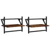 vidaXL Wall Shelf Set of 2 Smoked Oak Engineered wood, metal Medium