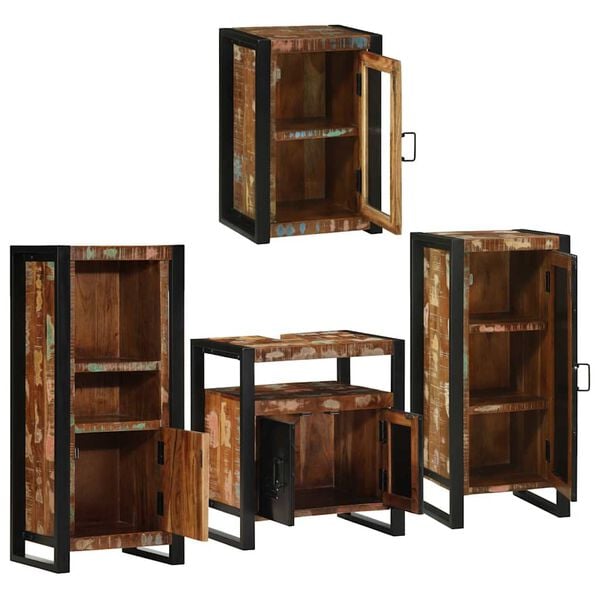 vidaXL Bathroom Furniture Set 4 pcs Multicolour Solid Reclaimed Wood
