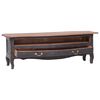 vidaXL TV Cabinet Black, Natural Wood Solid Mahogany Wood 47.2 in width