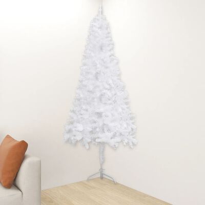 vidaXL Corner Artificial Christmas Tree White 5 ft PVC