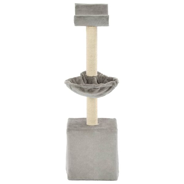 vidaXL Cat Tree Gray Particle board frame, soft plush, sisal rope 41.3 in