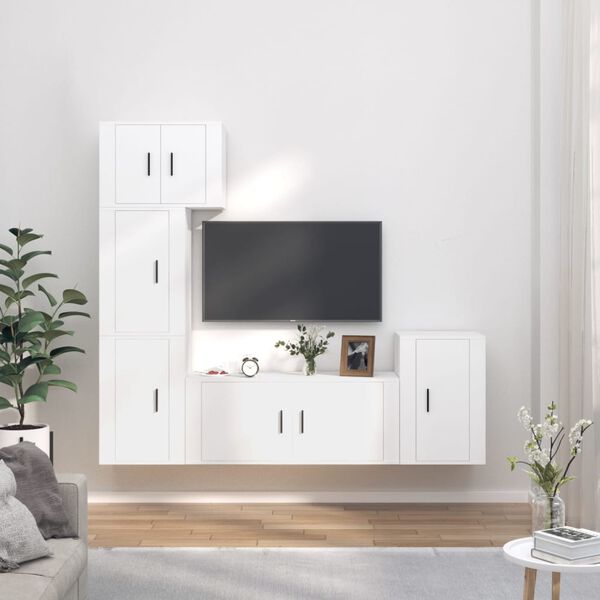 vidaXL TV Cabinet Set Set of 5 White Engineered wood