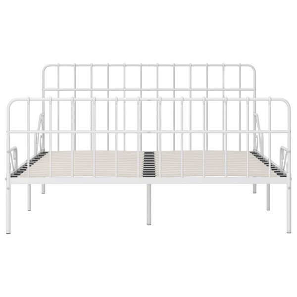 vidaXL Bed Frame White Metal frame, plywood slats 78.7 x 78.7 in Durable