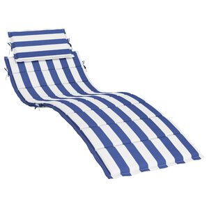 vidaXL Sun Lounger Cushion Blue and White Stripe Oxford fabric, Foam fiber