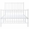vidaXL Bed Frame White Powder-Coated Steel Single Bed Frame