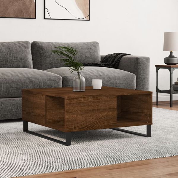 vidaXL Coffee Table Brown Oak Engineered Wood, Metal Medium Coffee Table