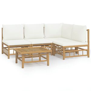 vidaXL Garden Lounge Set Cream White Bamboo Medium Modular