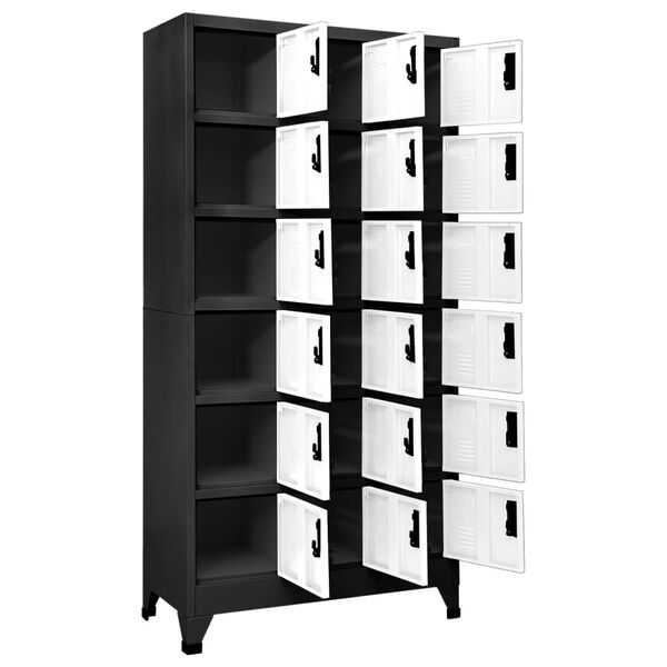 vidaXL Locker Cabinet Anthracite and White Steel Large Locker Cabinet