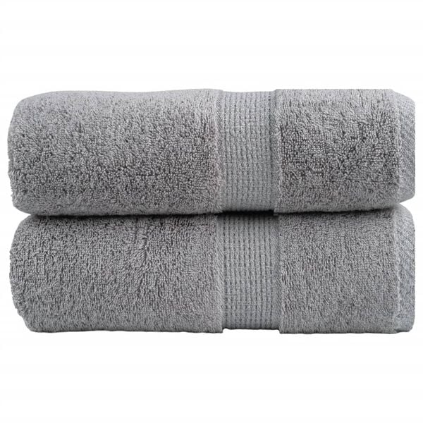 vidaXL Soap Towel Set of 2 Grey 100% Ring-Spun Cotton 11.8x11.8in
