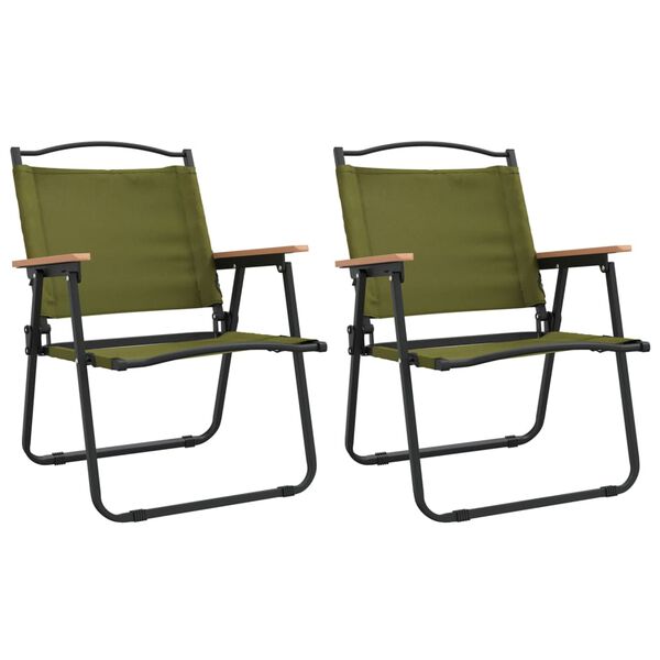 vidaXL Camping Chair Set of 2 Green 500D Oxford fabric with PE coating