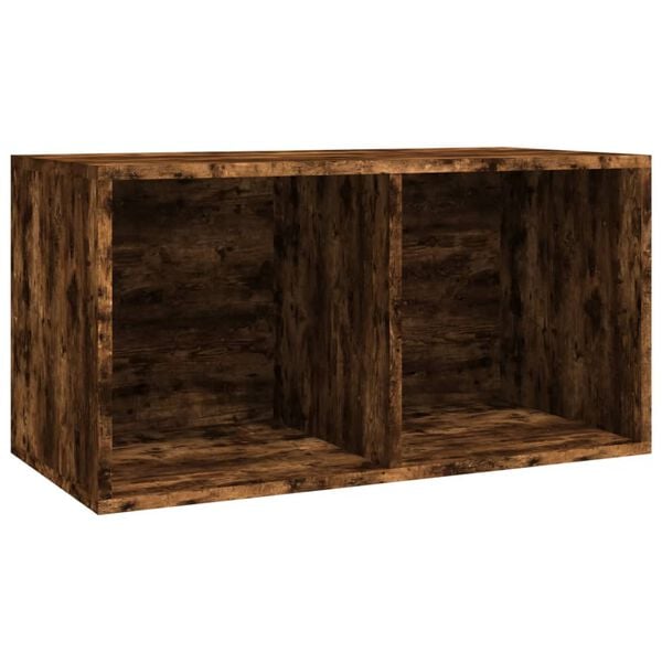 vidaXL LP Storage Box Smoked Oak Engineered Wood Medium LP Storage Box