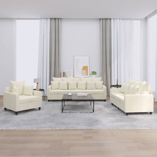 vidaXL Sofa Set Cream Velvet (100% polyester), metal, textilene, plywood