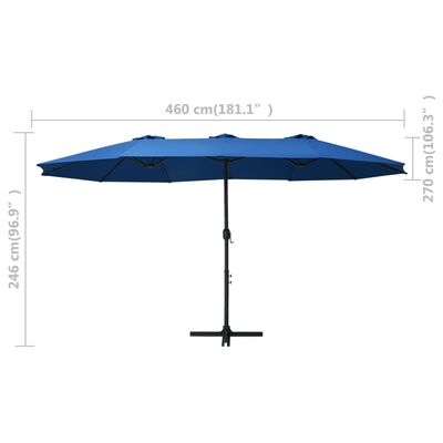 vidaXL Outdoor Parasol with Aluminum Pole 181.1"x106.3" Blue