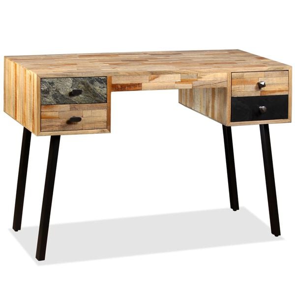 vidaXL Writing Desk Reclaimed Wood Reclaimed Teak, Steel 43.3 in desk
