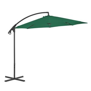 vidaXL Cantilever Garden Parasol Green Polyester Large Tiltable
