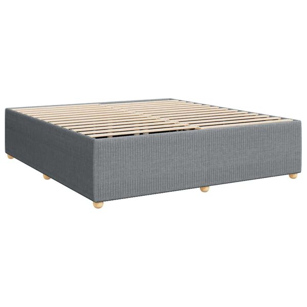 vidaXL Bed Frame Light gray Polyester, solid pine wood King Bed Frame