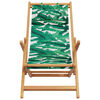 vidaXL Folding Beach Chair Leaf Pattern Solid Wood Eucalyptus and Fabric