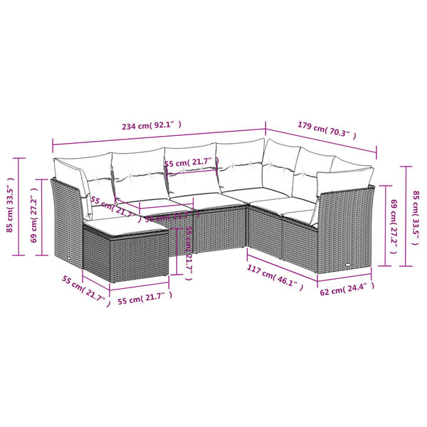 vidaXL Patio Sofa Set Brown, Cream White