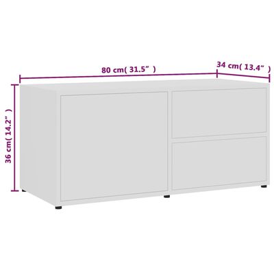 vidaXL TV Cabinet White 31.5"x13.4"x14.2" Engineered Wood