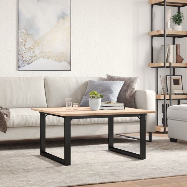 vidaXL Coffee Table O-Frame 35.4"x35.4"x17.7" Solid Wood Pine and Steel