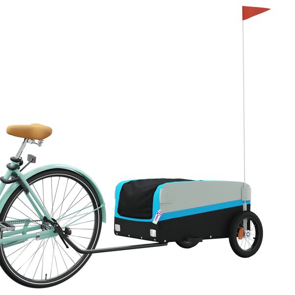 vidaXL Bike Trailer Black and Blue 66.1 lb Iron