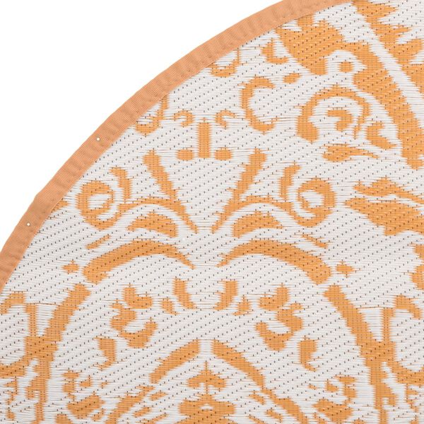 vidaXL Outdoor Carpet Orange and white Polypropylene (PP) Ø63.0 in